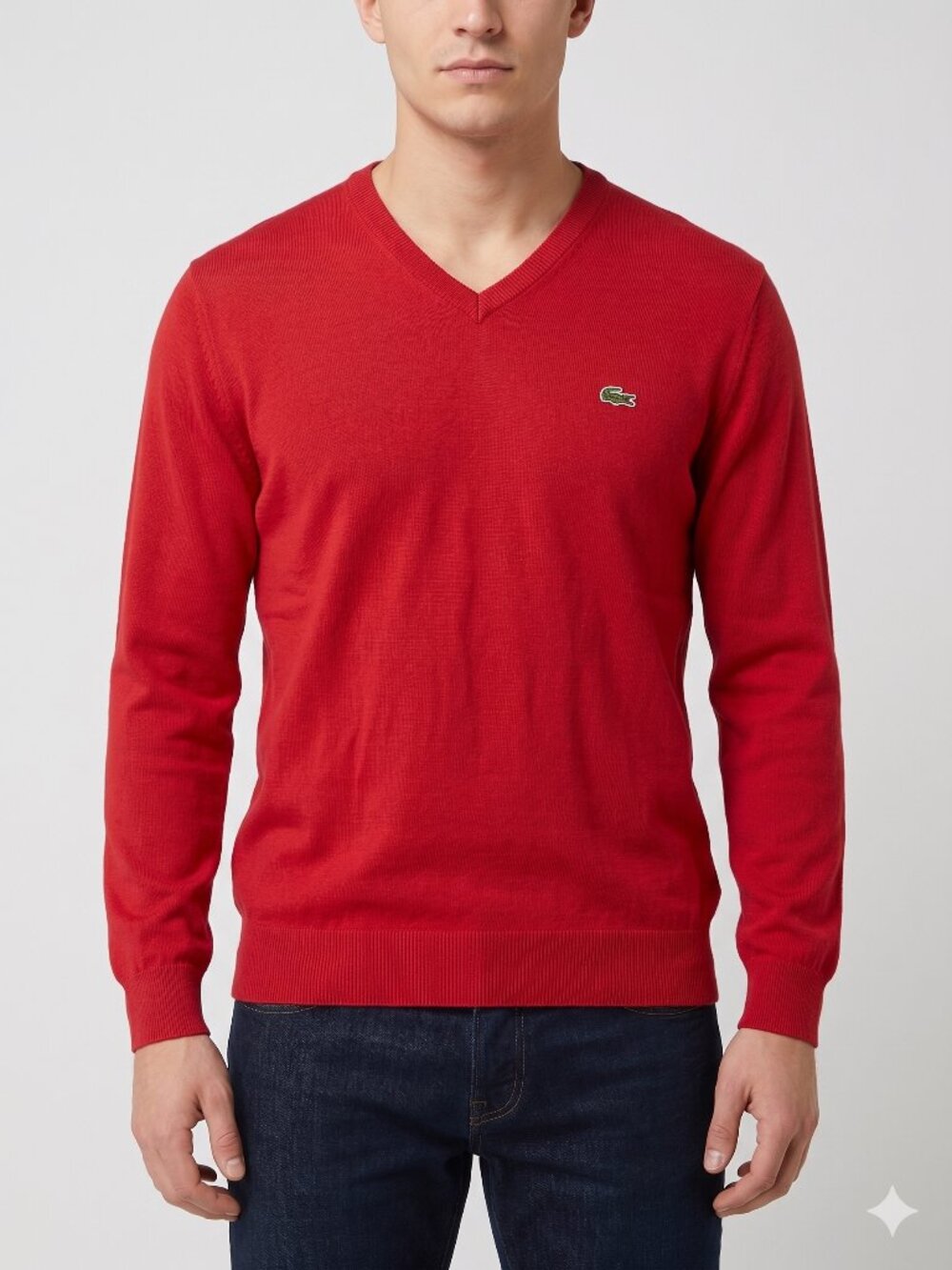 Lacoste Men's Red V-Neck Sweater Size US 4XL FR 9 AH4087 Cotton Pullover